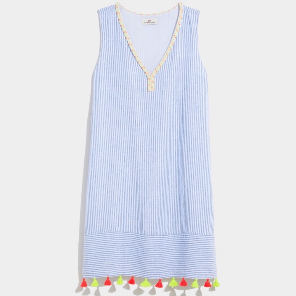 Vineyard Vines Pop Trim Linen Shift Mini Dress XL